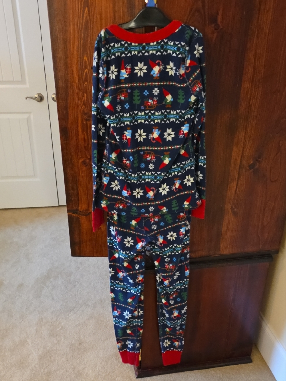 Hanna Anderson - Kids Navy Holiday Print Pajama Set with Red Trim - Picture 4 of 4